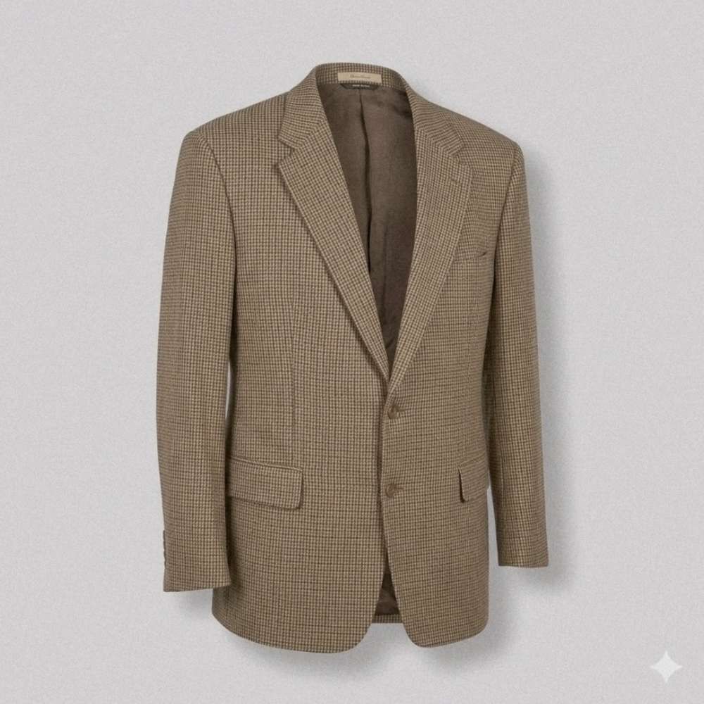 Chaps Ralph Lauren Silk / Wool Mens Houndstooth Sport Coat 48T Blazer
